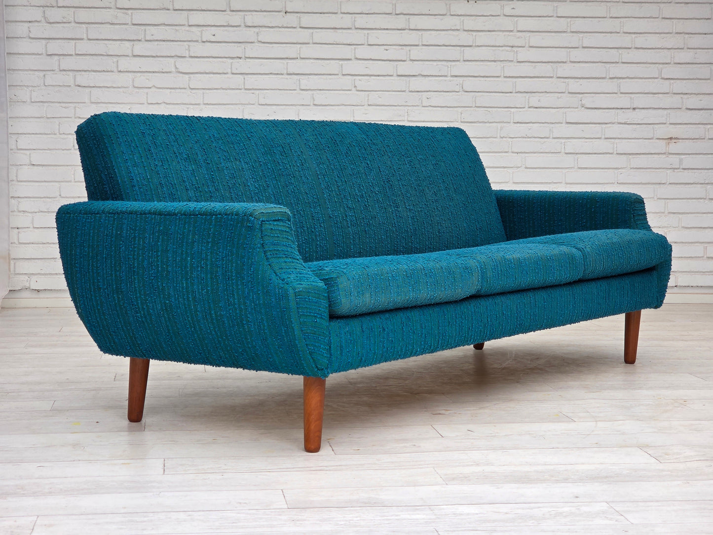 1970s, Danish 3-seater sofa, furniture wool, teak wood.
