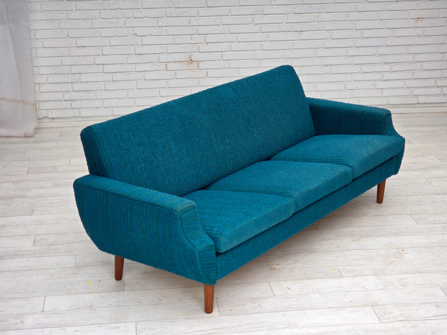 1970s, Danish 3-seater sofa, furniture wool, teak wood.
