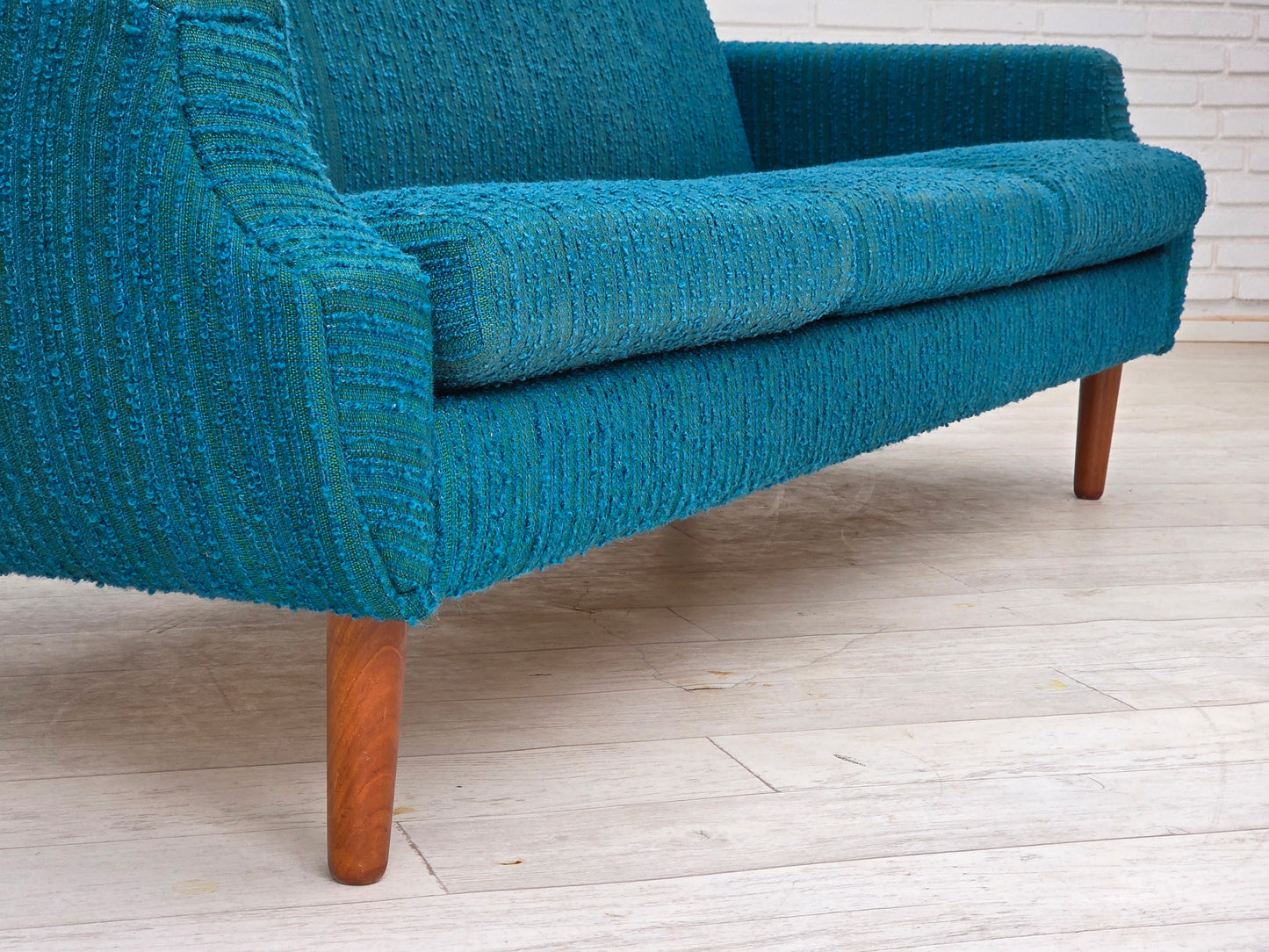 1970s, Danish 3-seater sofa, furniture wool, teak wood.