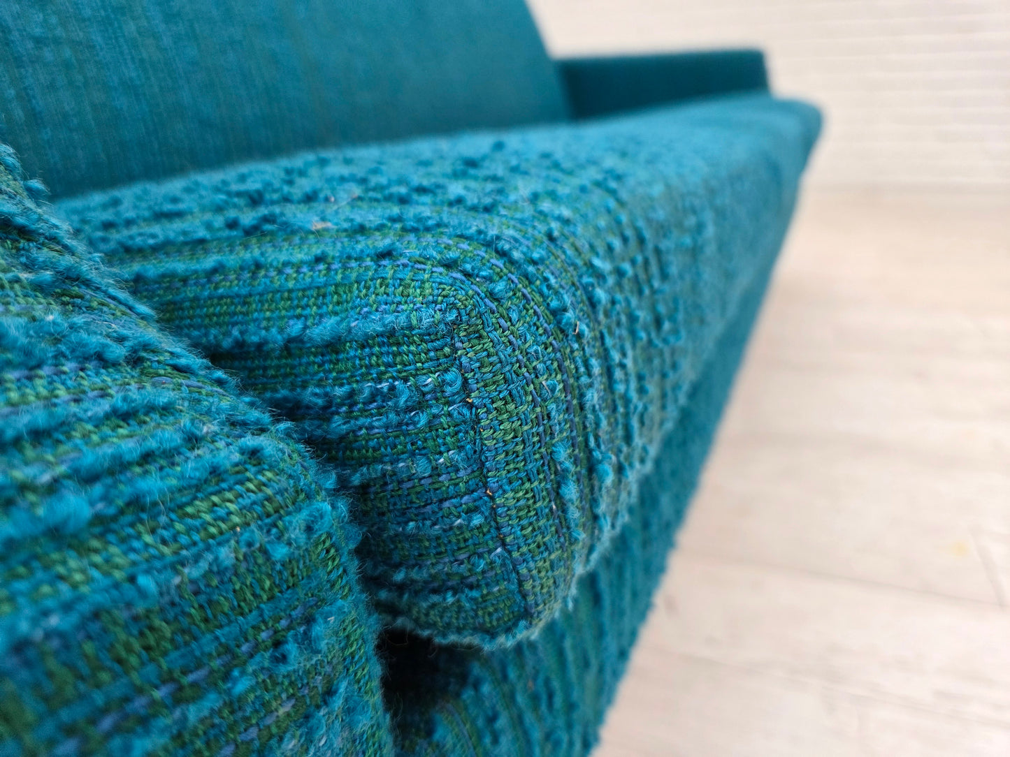 1970s, Danish 3-seater sofa, furniture wool, teak wood.