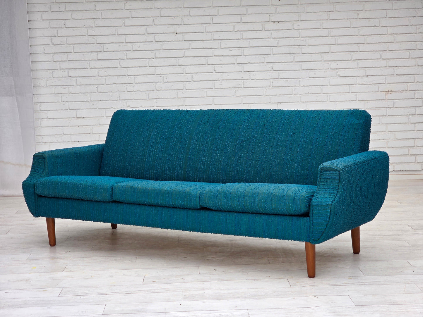 1970s, Danish 3-seater sofa, furniture wool, teak wood.