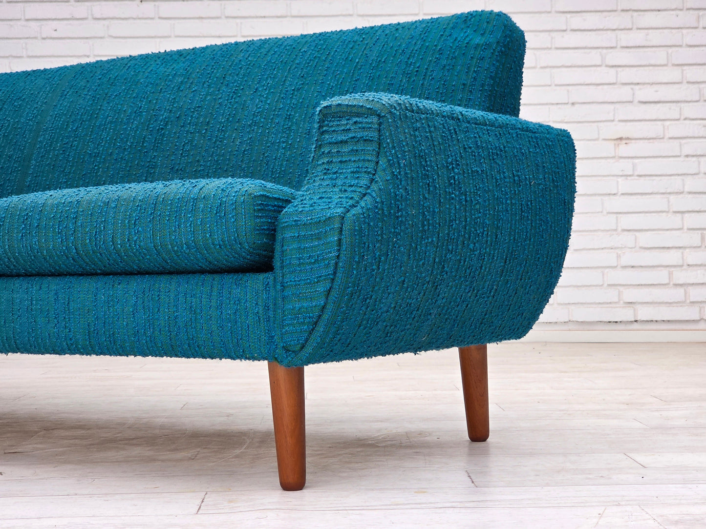 1970s, Danish 3-seater sofa, furniture wool, teak wood.