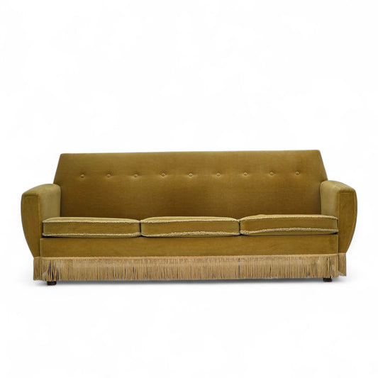 1970s, Danish 3-seater sofa, original light green furniture velour.