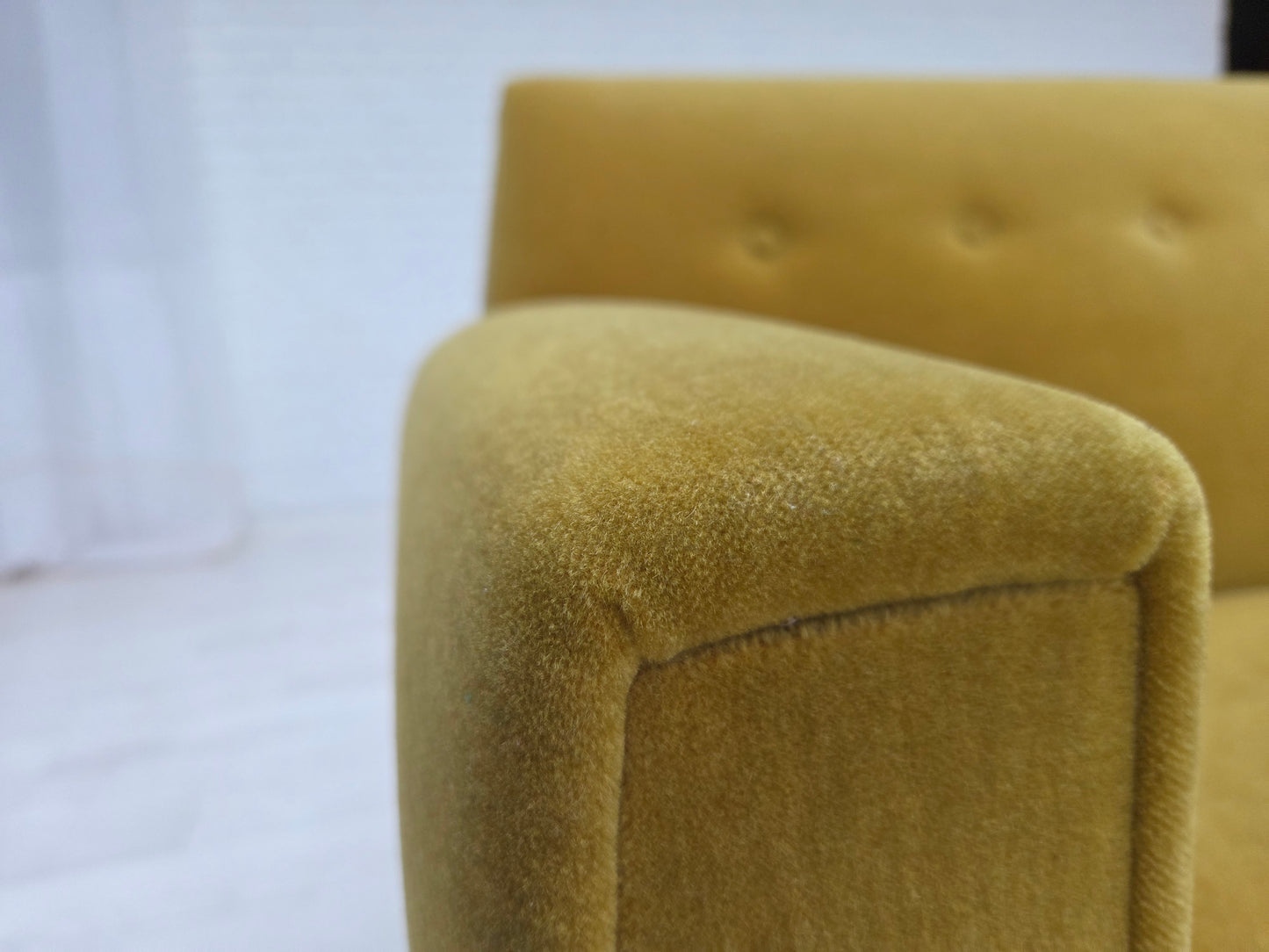 1970s, Danish 3-seater sofa, original light green furniture velour.