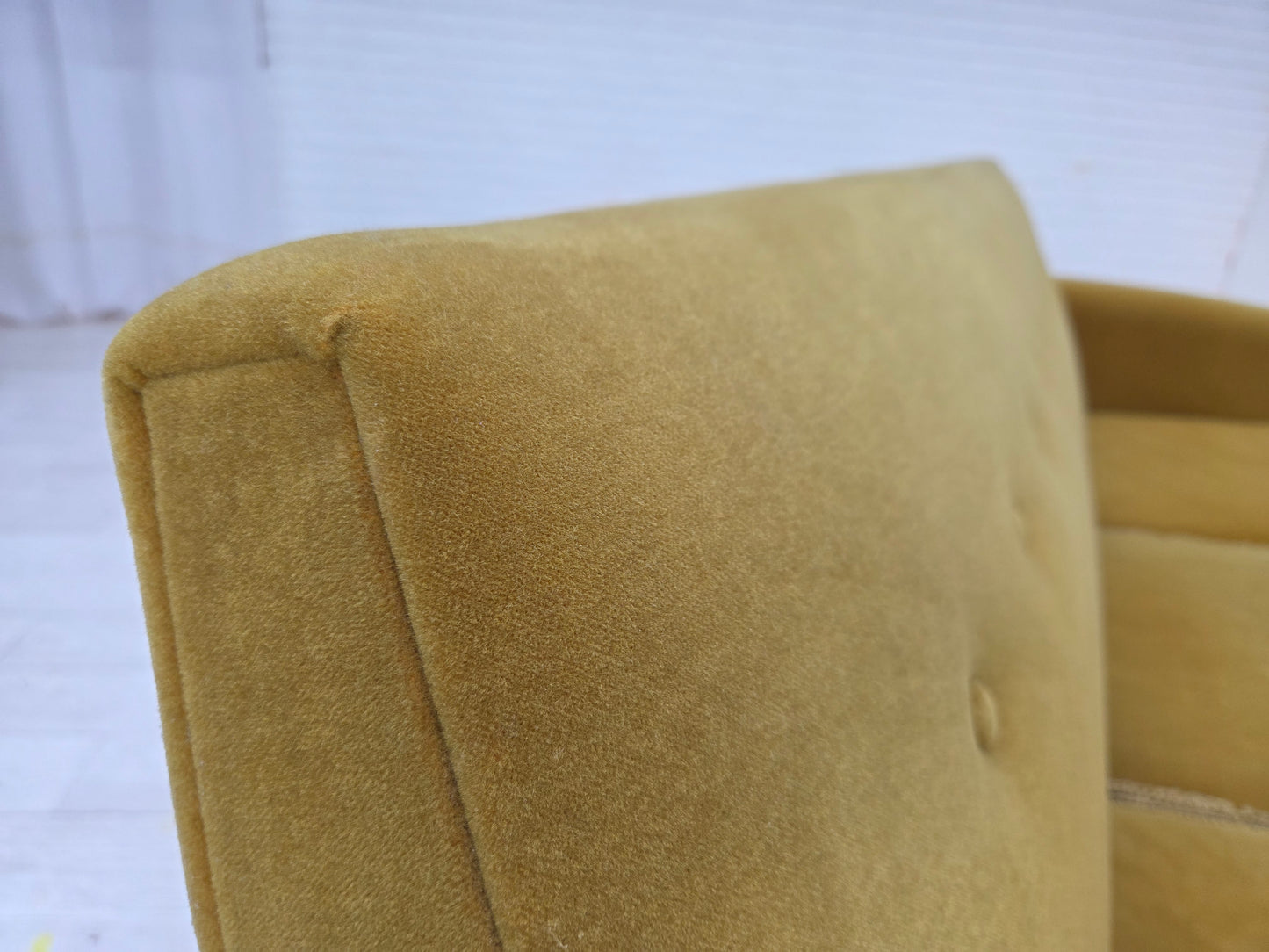 1970s, Danish 3-seater sofa, original light green furniture velour.