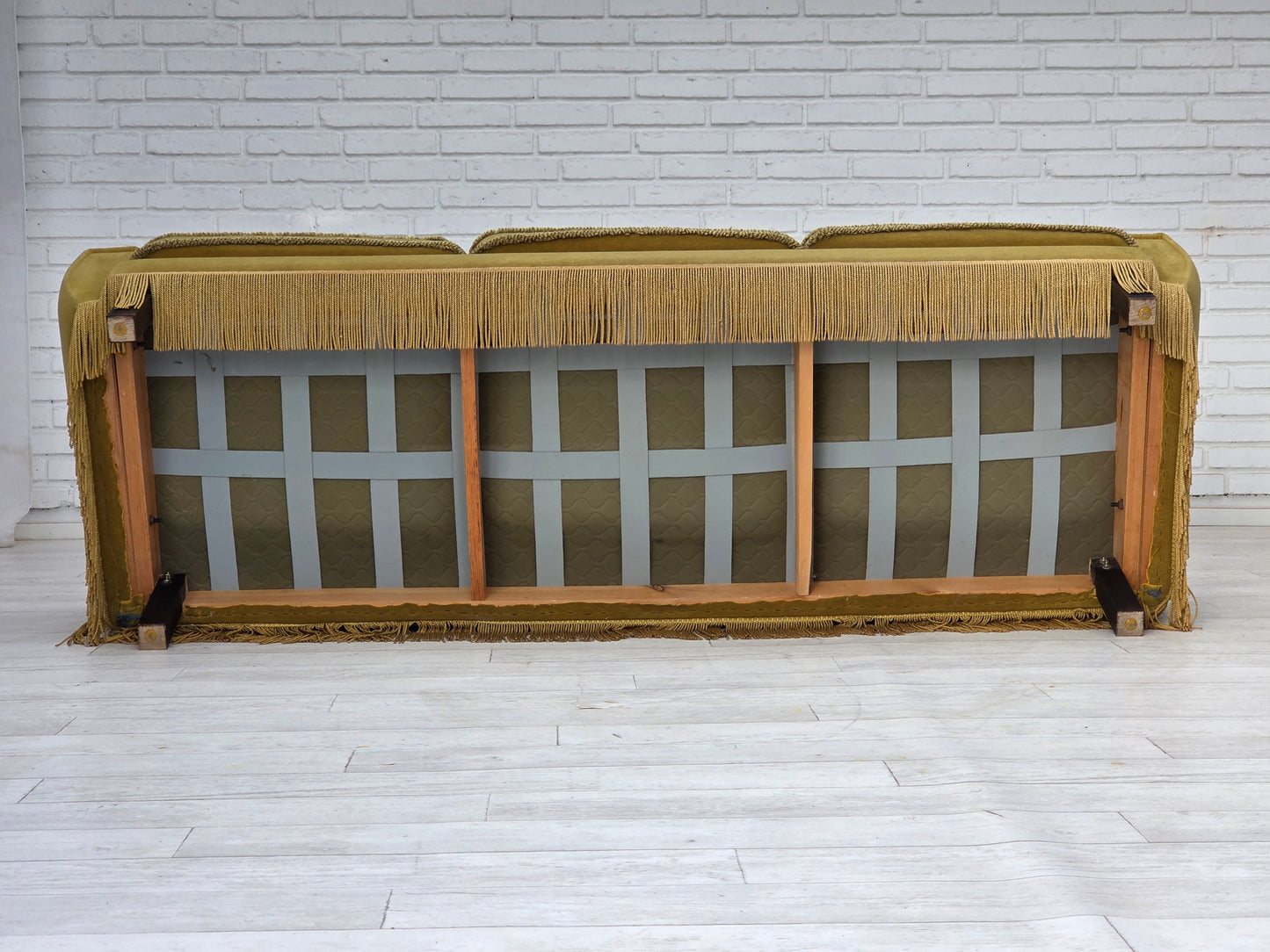 1970s, Danish 3-seater sofa, original light green furniture velour.