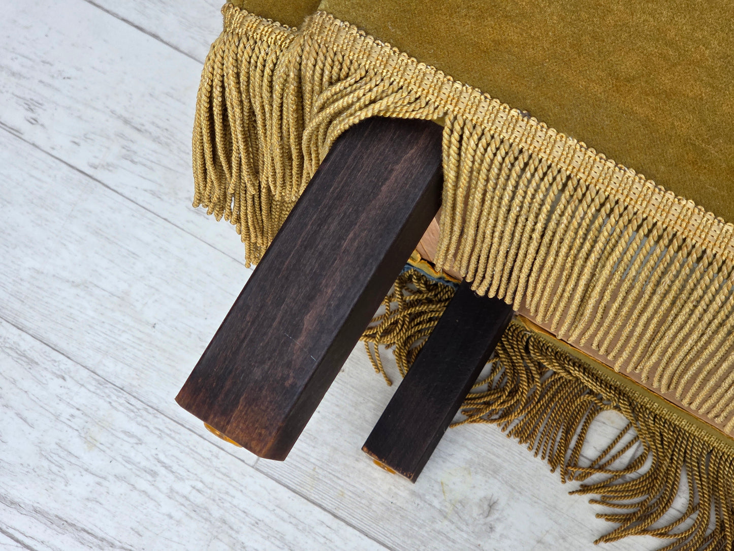 1970s, Danish 3-seater sofa, original light green furniture velour.