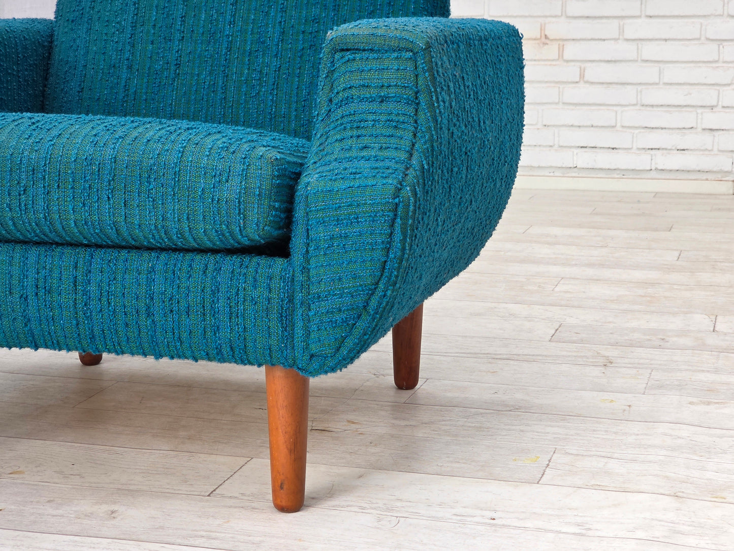 1970s, Danish armchair, original furniture wool, teak wood.