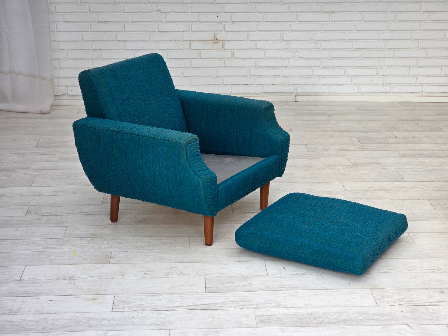 1970s, Danish armchair, original furniture wool, teak wood.