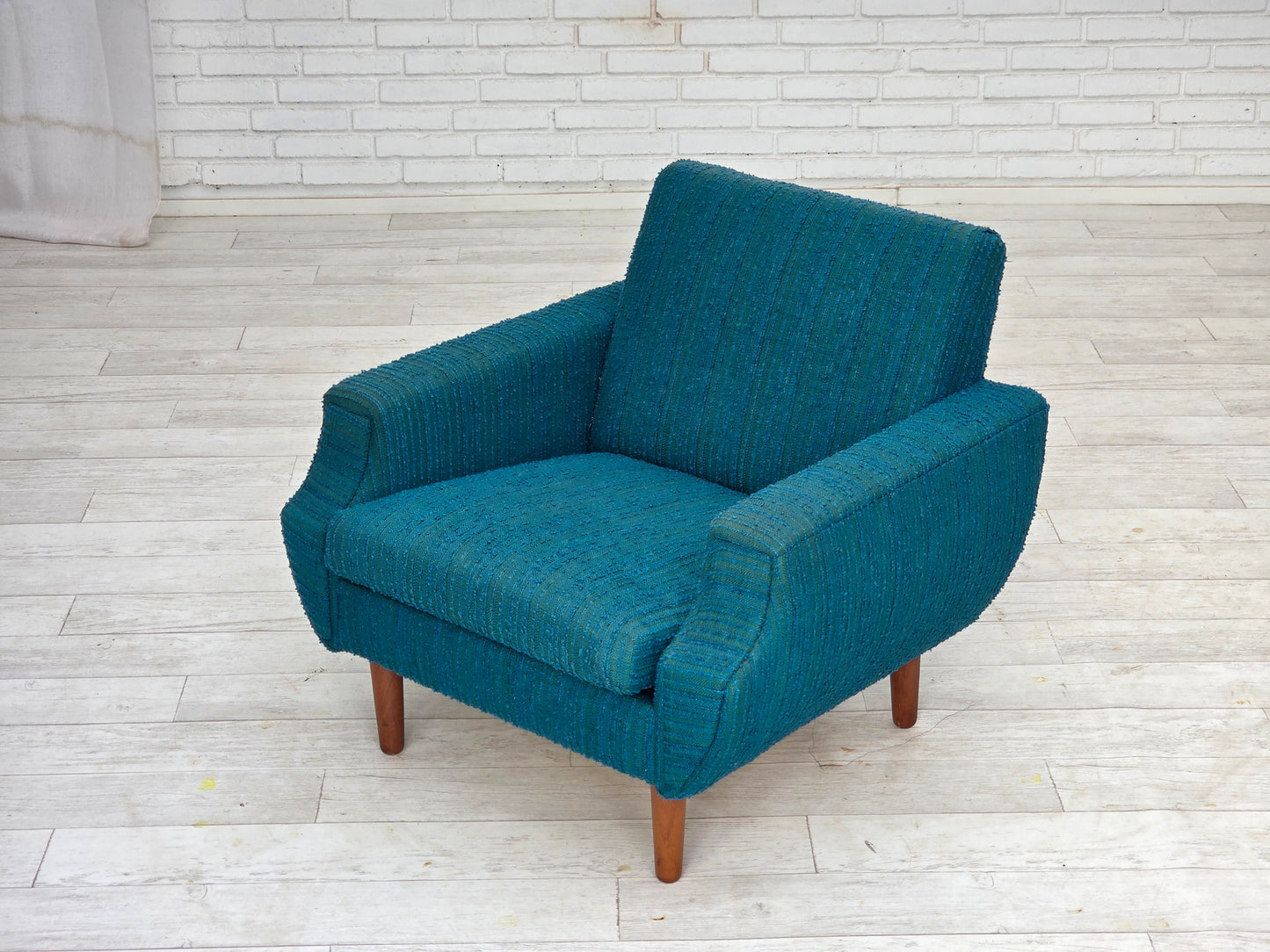 1970s, Danish armchair, original furniture wool, teak wood.