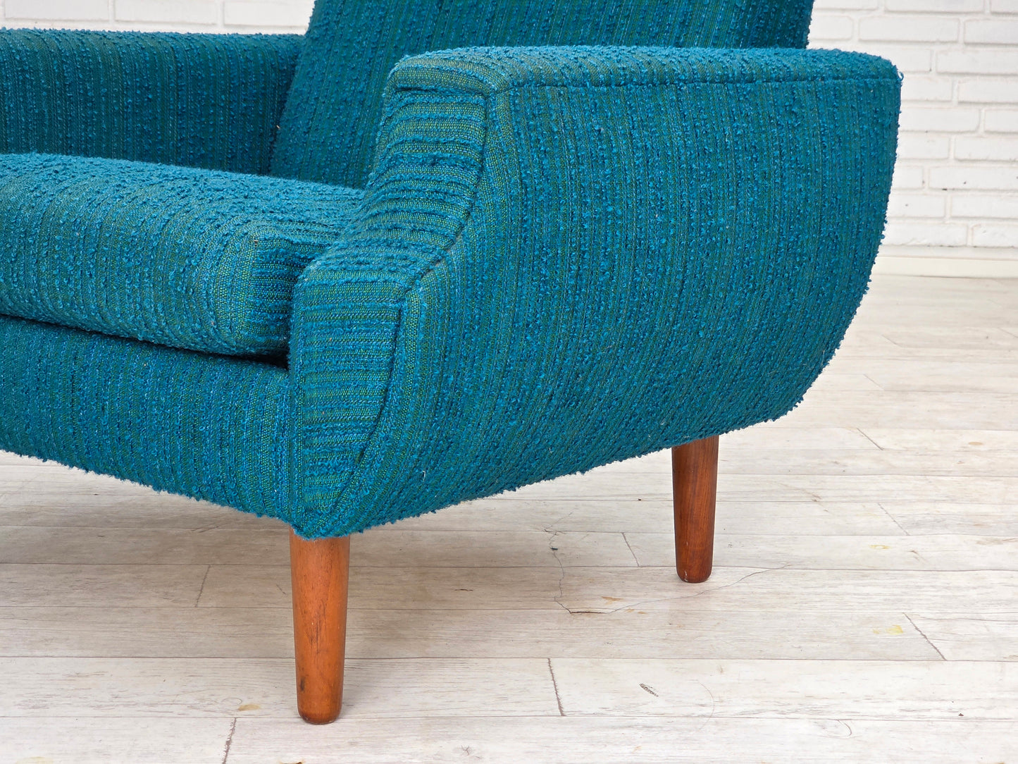 1970s, Danish armchair, original furniture wool, teak wood.