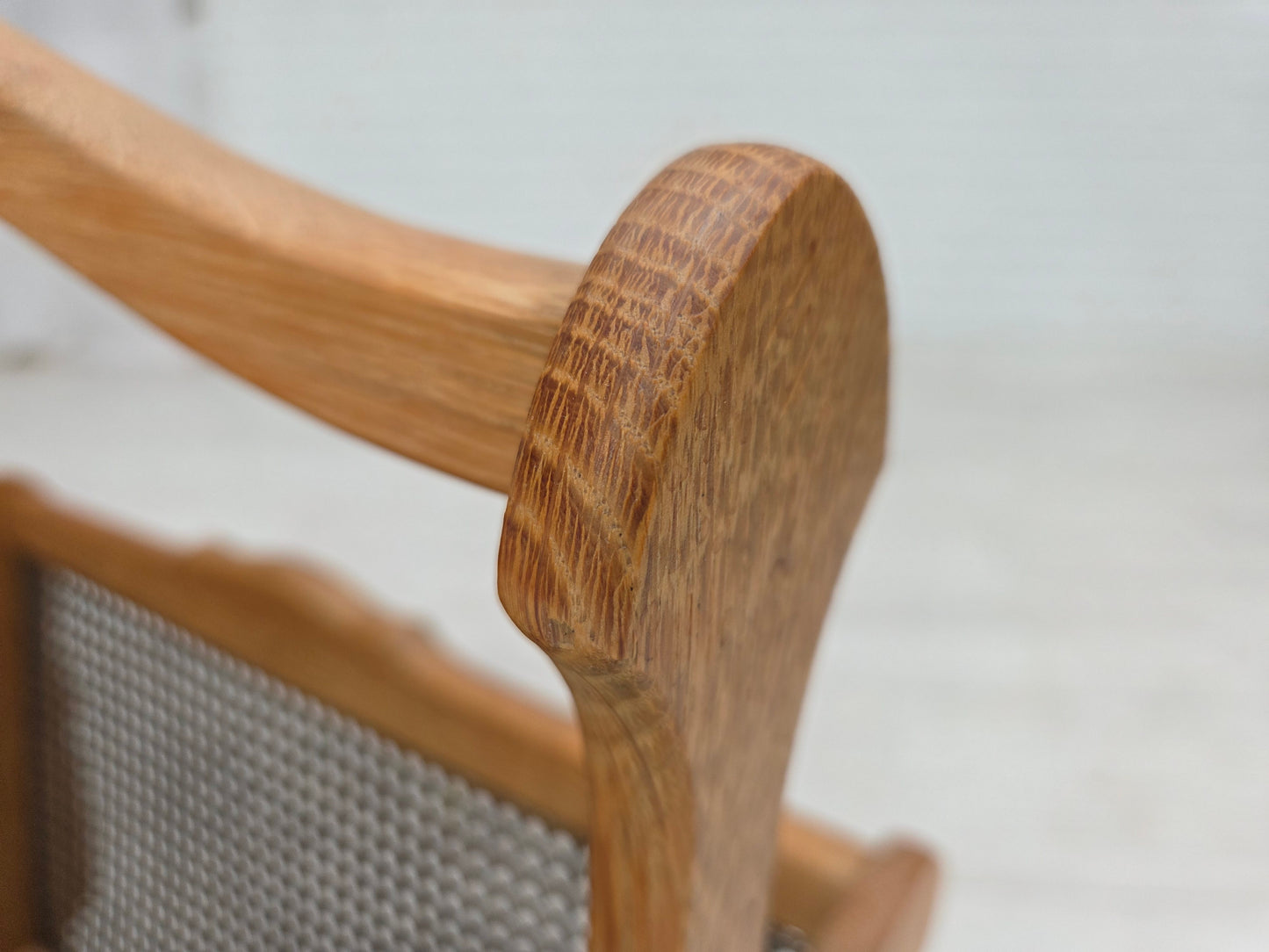 1970s, Danish newspaper holder, solid oak wood, furniture mesh.