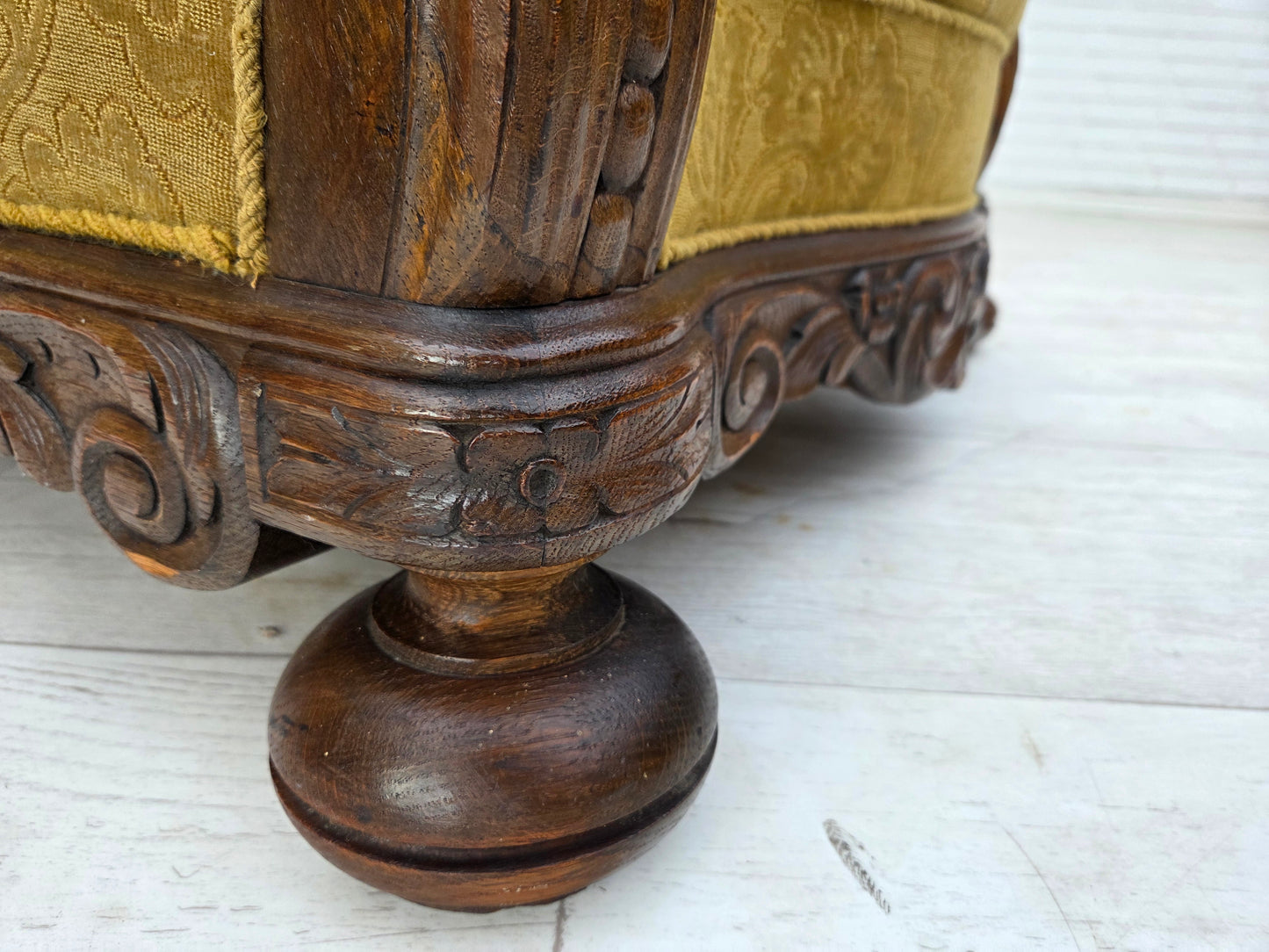 1960s, Danish highback armchair, furniture wool, solid oak wood.