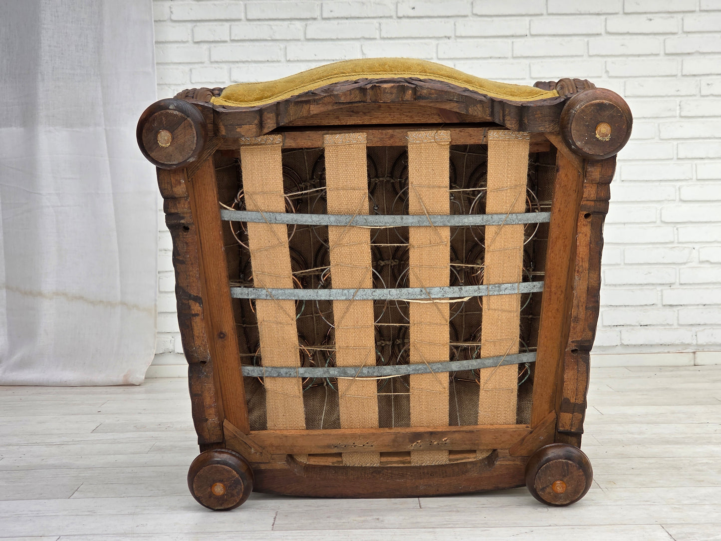 1960s, Danish highback armchair, furniture wool, solid oak wood.