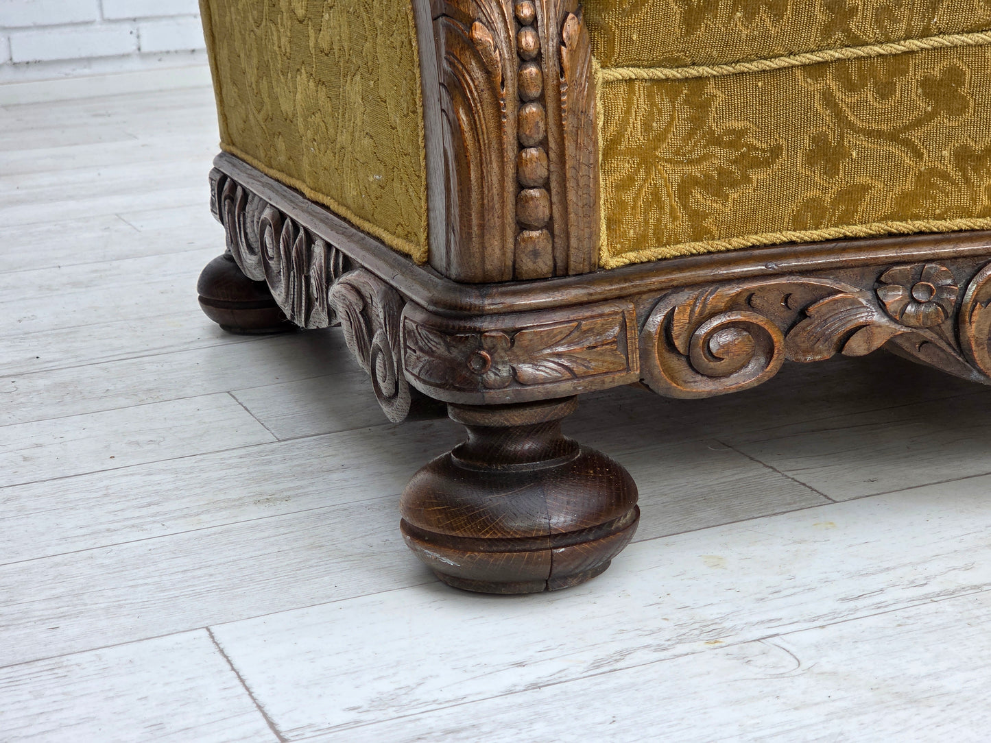 1960s, Danish armchair, furniture wool, solid oak wood.