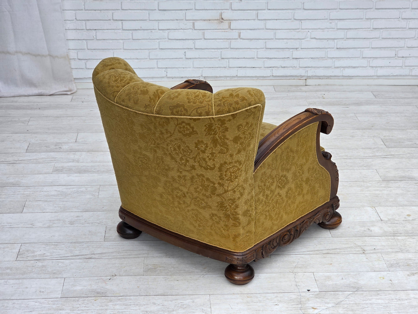 1960s, Danish armchair, furniture wool, solid oak wood.