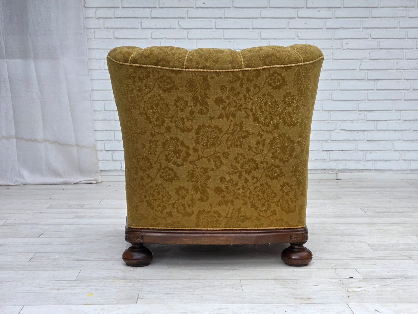 1960s, Danish armchair, furniture wool, solid oak wood.