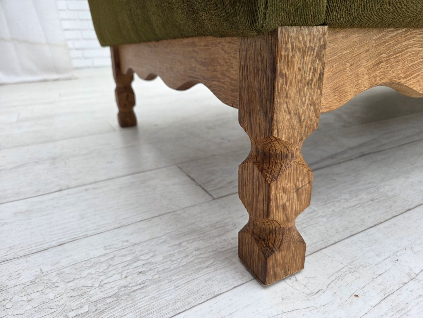 1970s, Danish 3-seater sofa, furniture wool, solid oak wood.