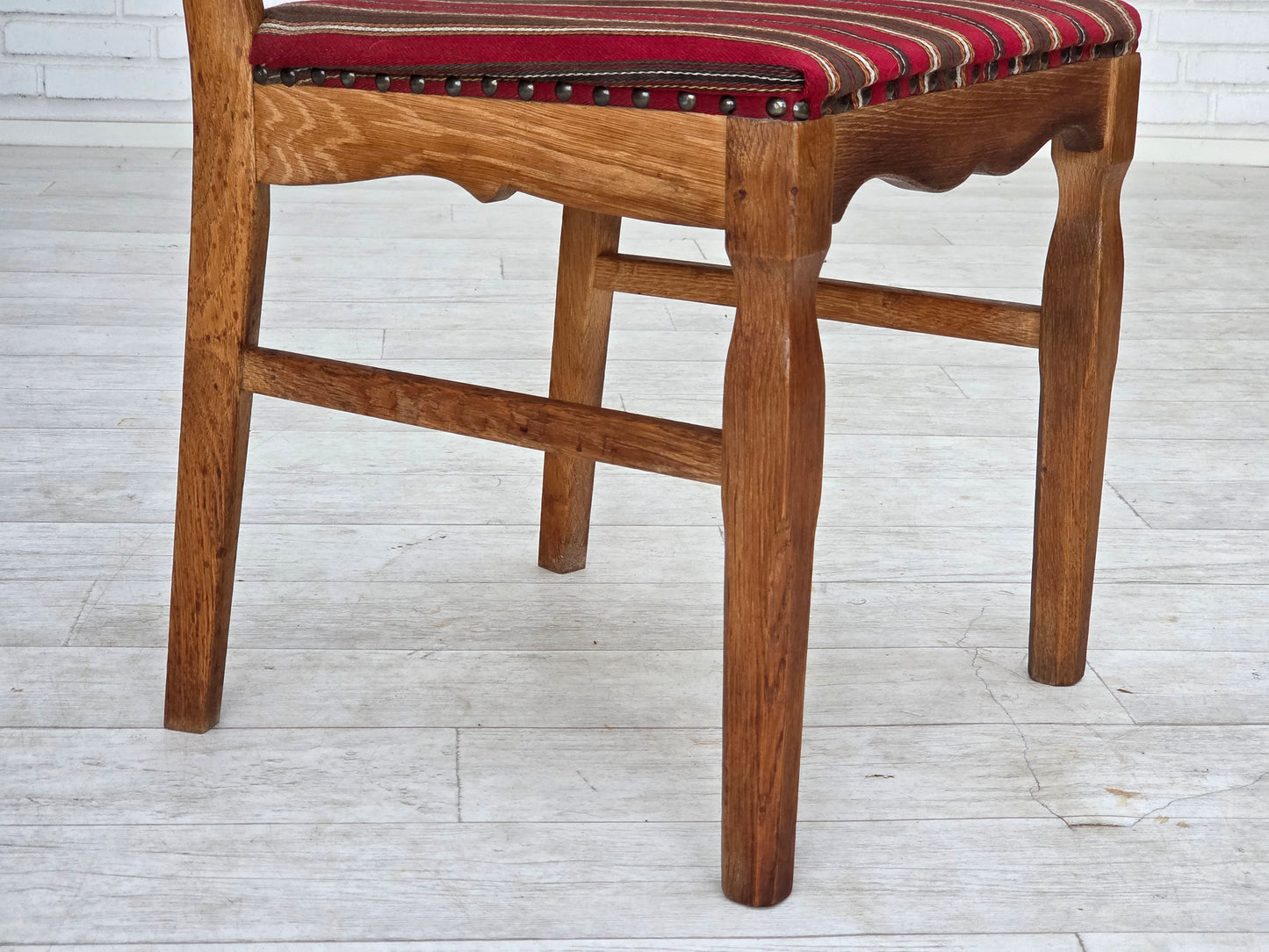 1960s, set of 4 pcs Danish dining chairs, furniture wool, solid oak wood.