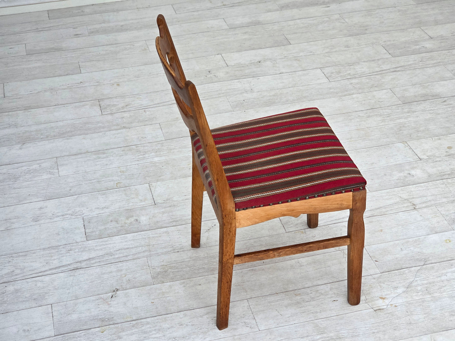 1960s, set of 4 pcs Danish dining chairs, furniture wool, solid oak wood.