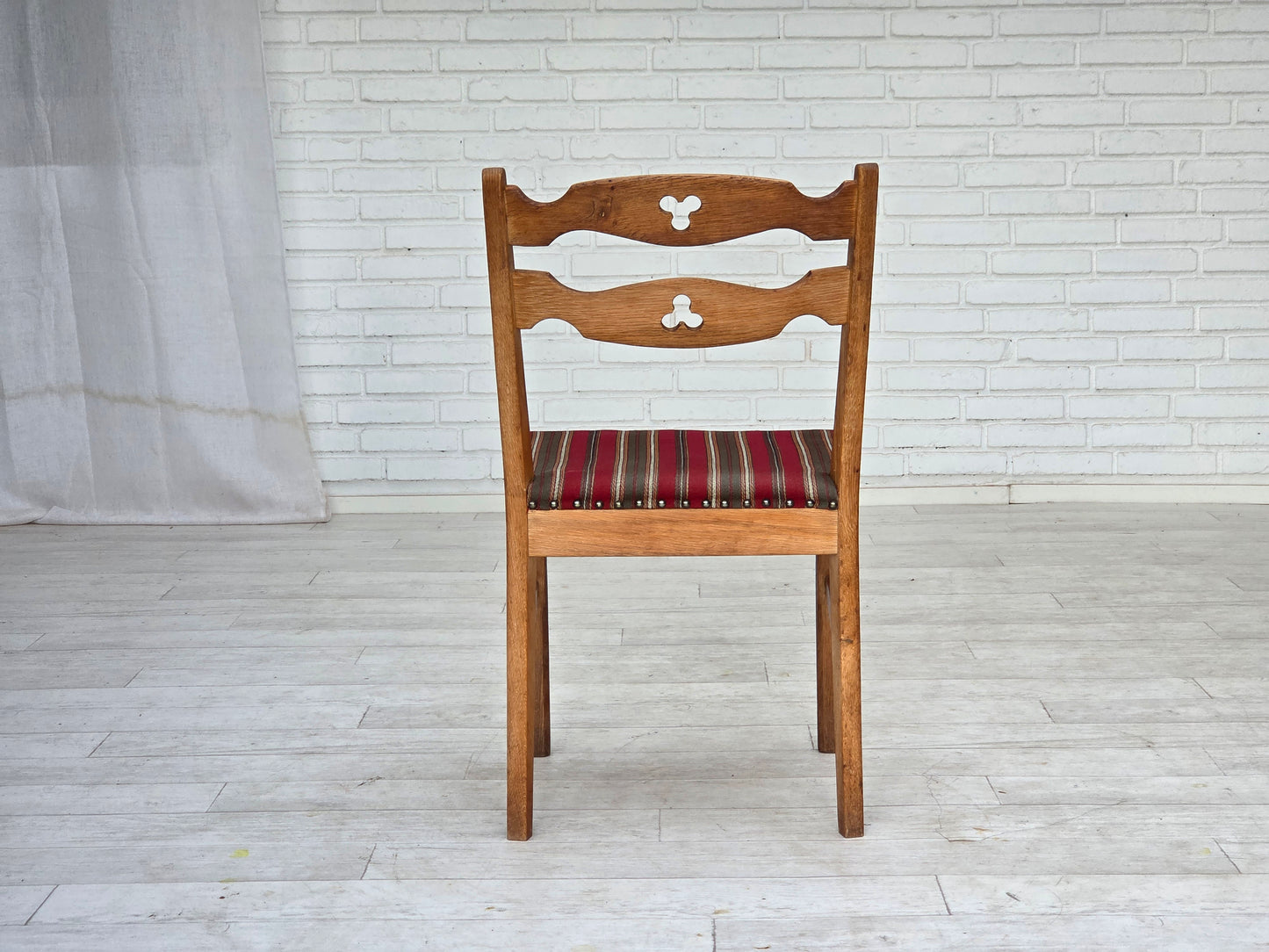 1960s, set of 4 pcs Danish dining chairs, furniture wool, solid oak wood.