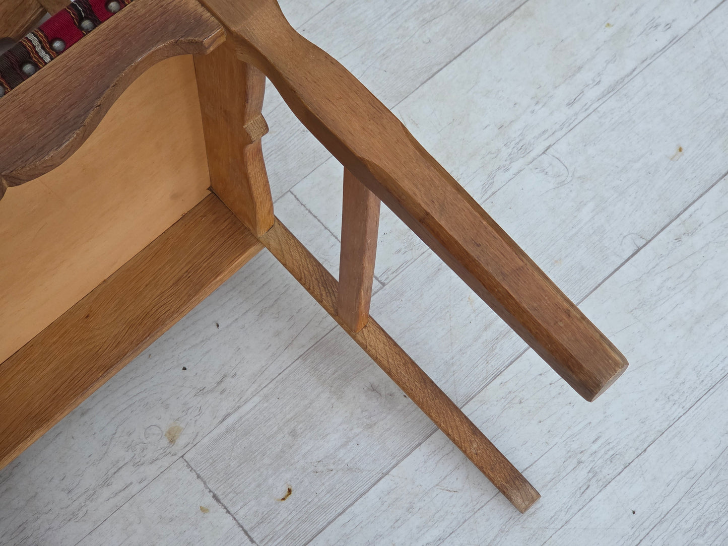 1960s, set of 4 pcs Danish dining chairs, furniture wool, solid oak wood.