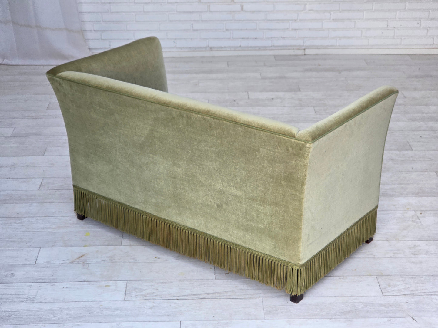 1970s, Danish 2-seater sofa, furniture velour, beech wood legs.