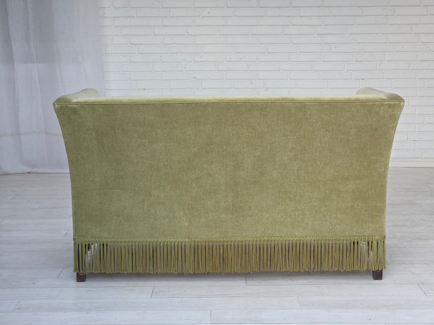 1970s, Danish 2-seater sofa, furniture velour, beech wood legs.