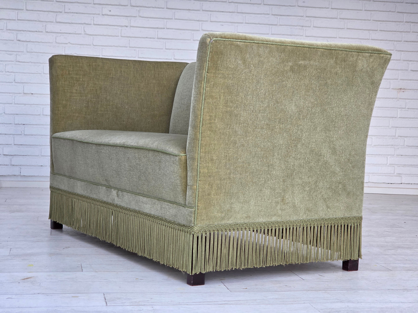1970s, Danish 2-seater sofa, furniture velour, beech wood legs.