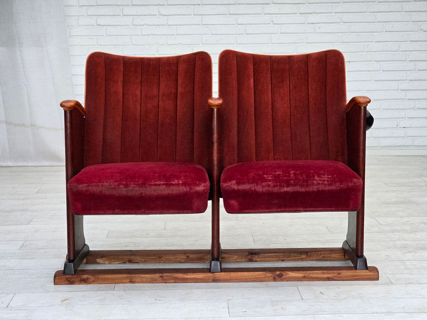 1950s, Danish cinema/theater armchairs, furniture velour, original condition.