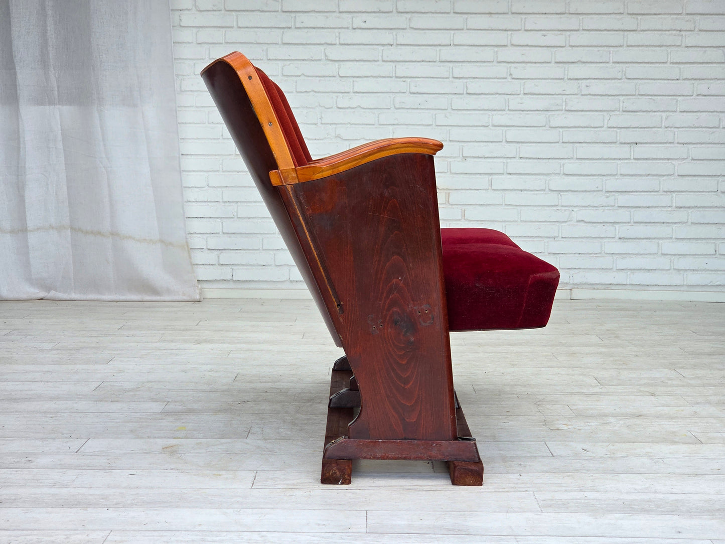 1950s, Danish cinema/theater armchairs, furniture velour, original condition.