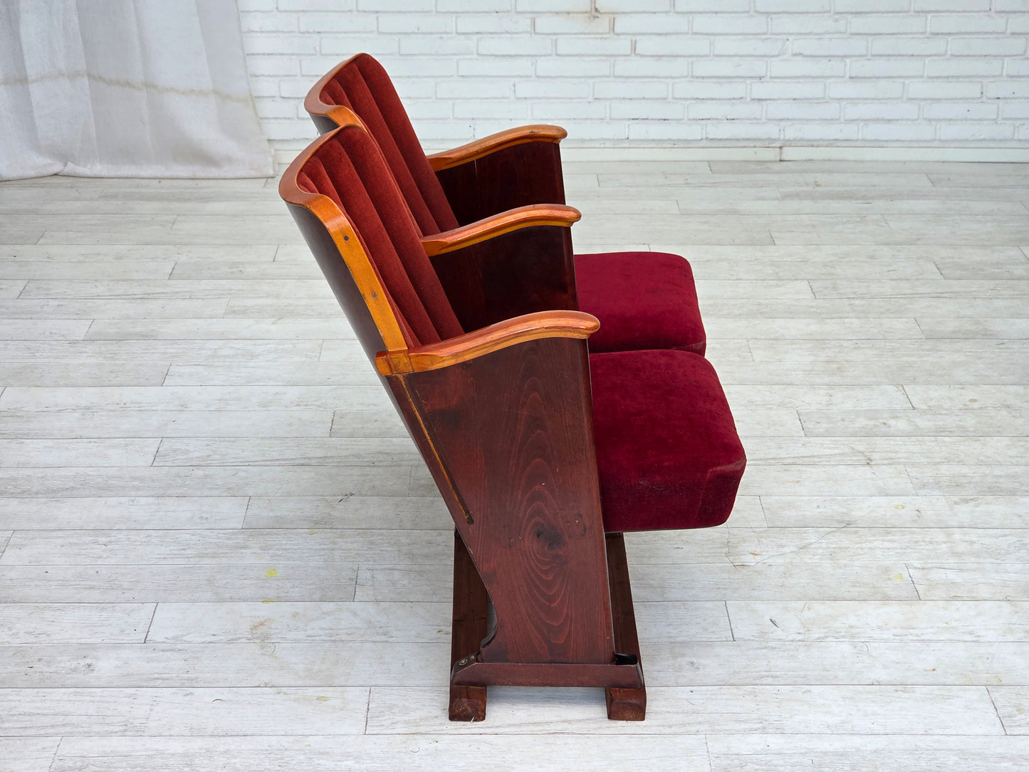 1950s, Danish cinema/theater armchairs, furniture velour, original condition.