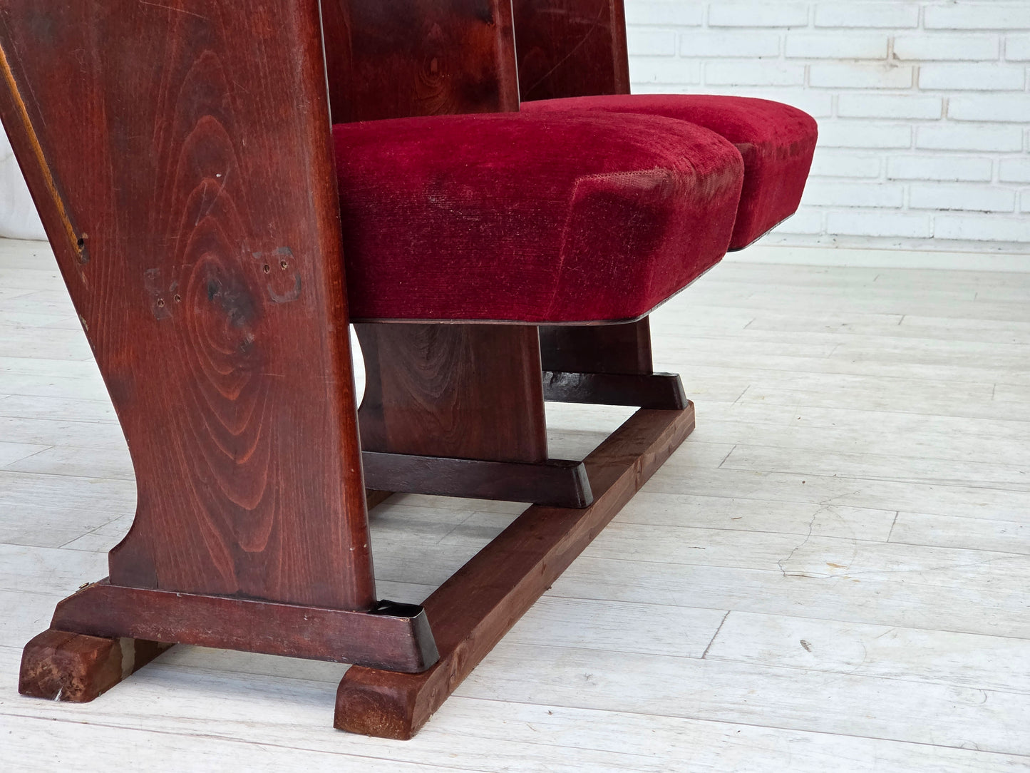 1950s, Danish cinema/theater armchairs, furniture velour, original condition.