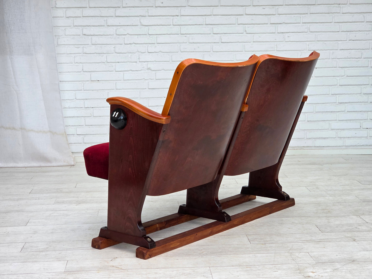1950s, Danish cinema/theater armchairs, furniture velour, original condition.