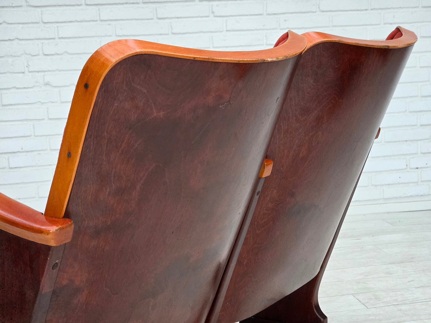 1950s, Danish cinema/theater armchairs, furniture velour, original condition.