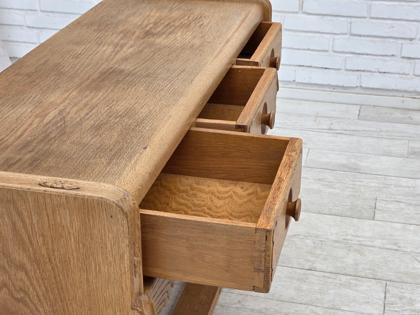 1970s, Danish chest of drawers, oak wood, original good condition.