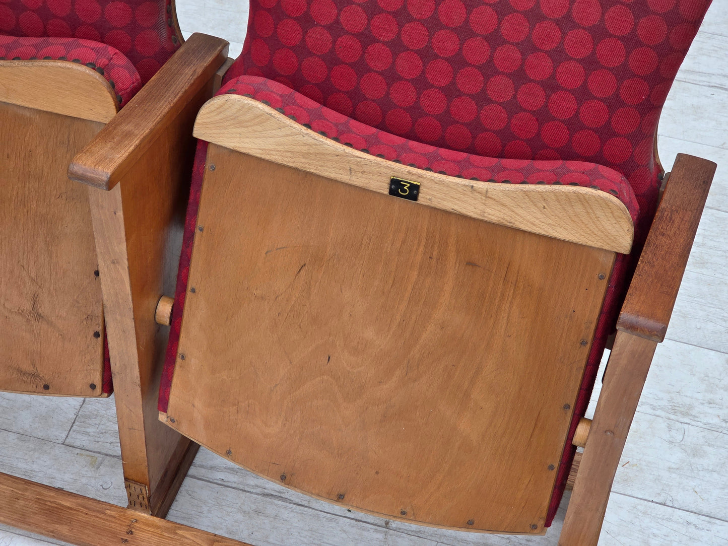 1960s, Danish cinema/theater armchairs, original condition.
