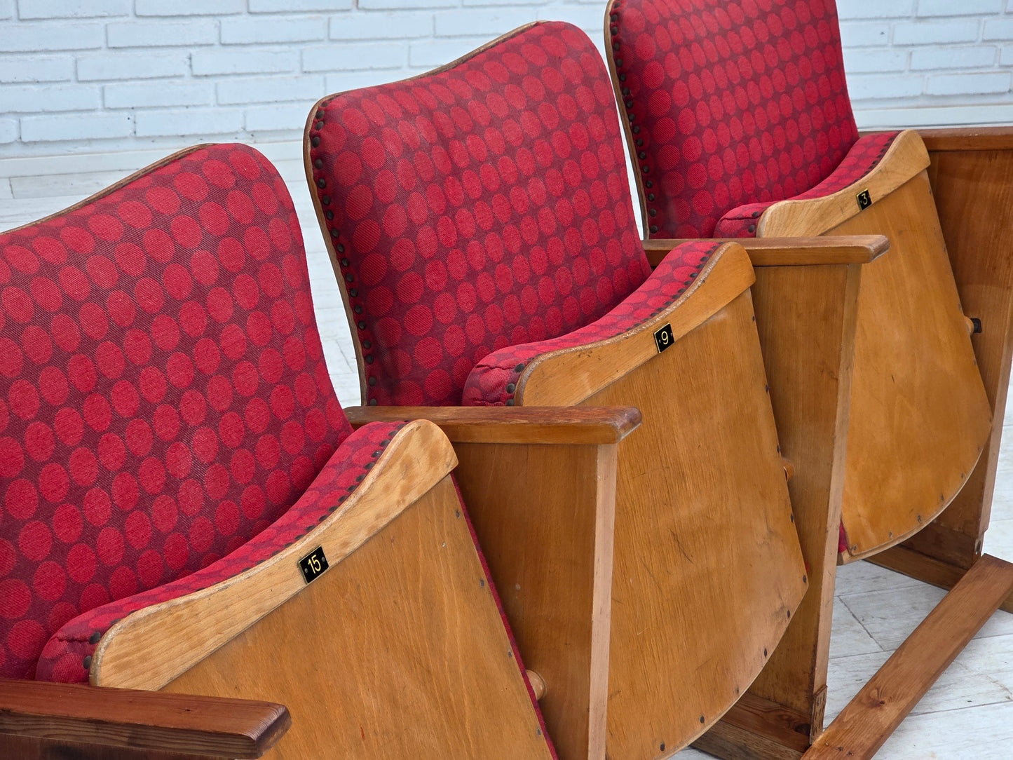 1960s, Danish cinema/theater armchairs, original condition.