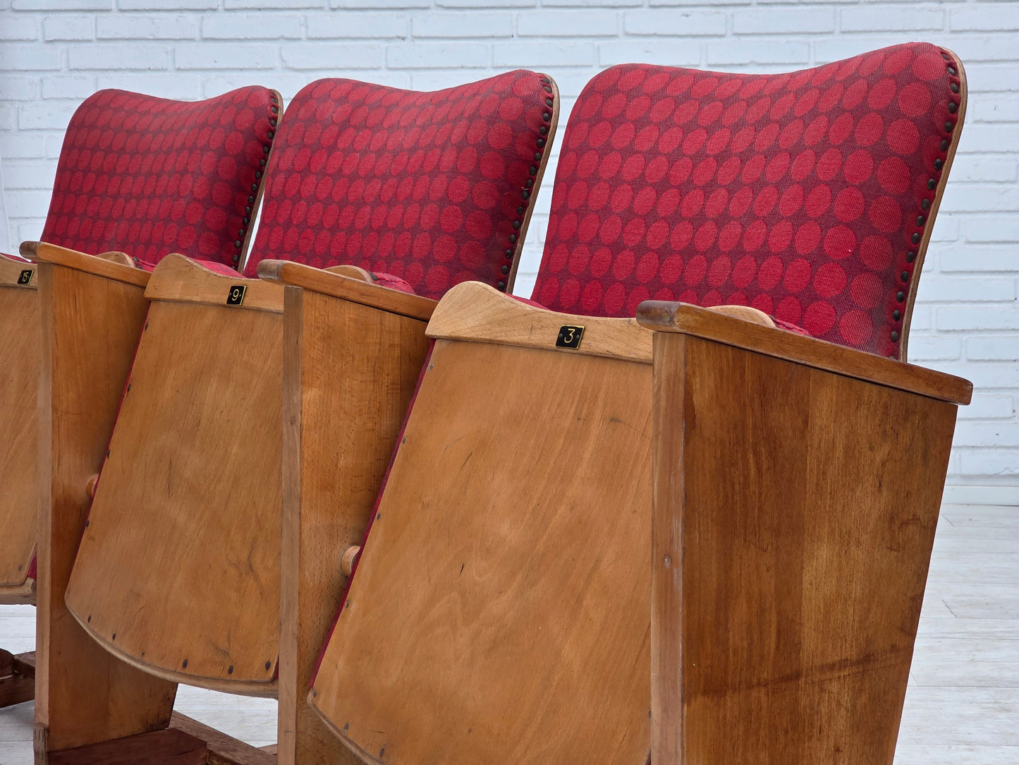 1960s, Danish cinema/theater armchairs, original condition.