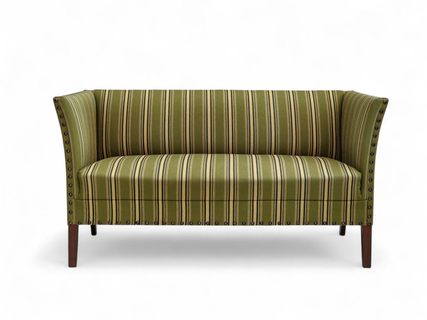 1970s, Danish 2-seater sofa, original green furniture wool, beech wood.