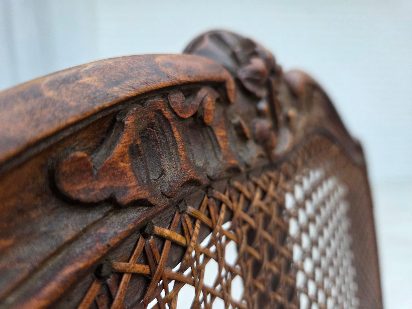 1930s, Danish armchair, furniture leather, ash wood, furniture mesh, reupholstered.