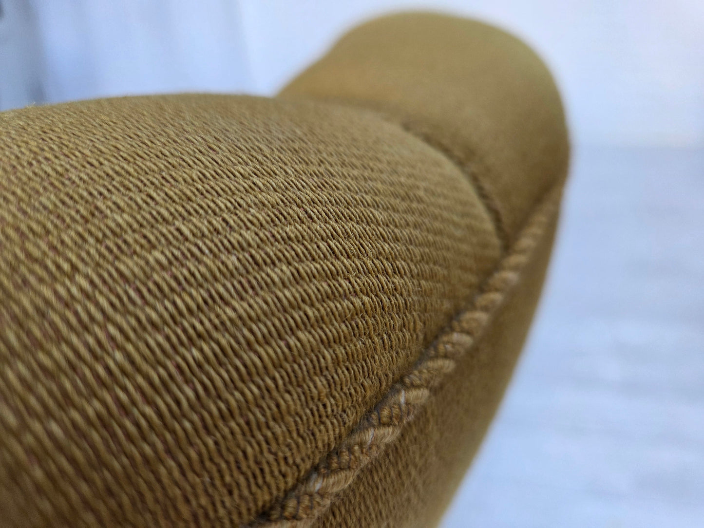 1960s, pair of Danish armchairs, green furniture wool, ash wood legs.