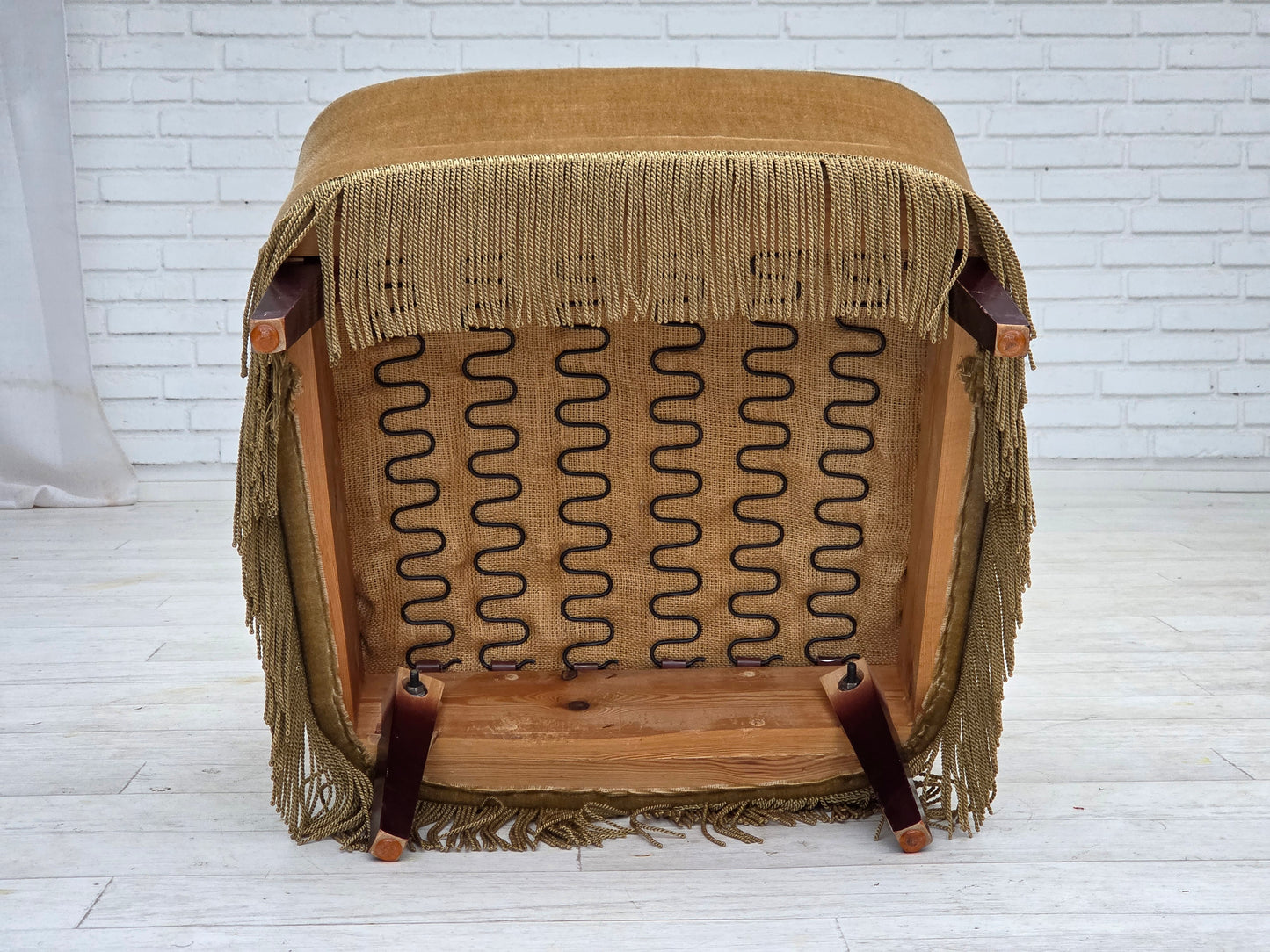 1970s, Danish highback armchair, light green furniture velour.