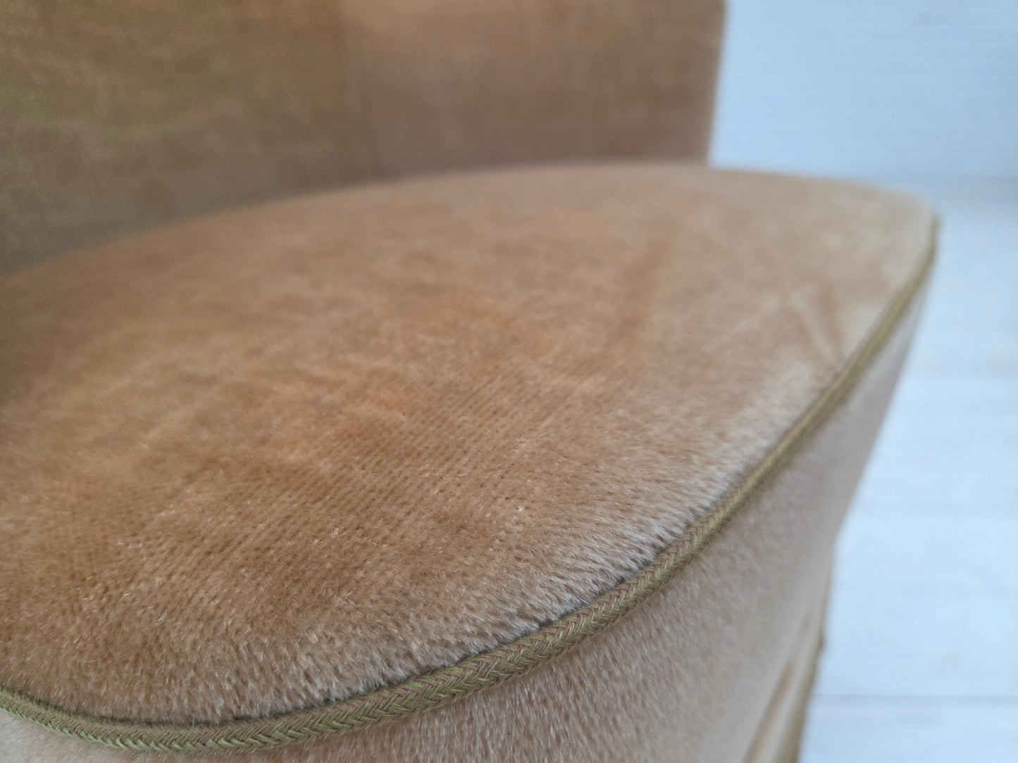 1970s, Danish armchair, light green furniture velour.