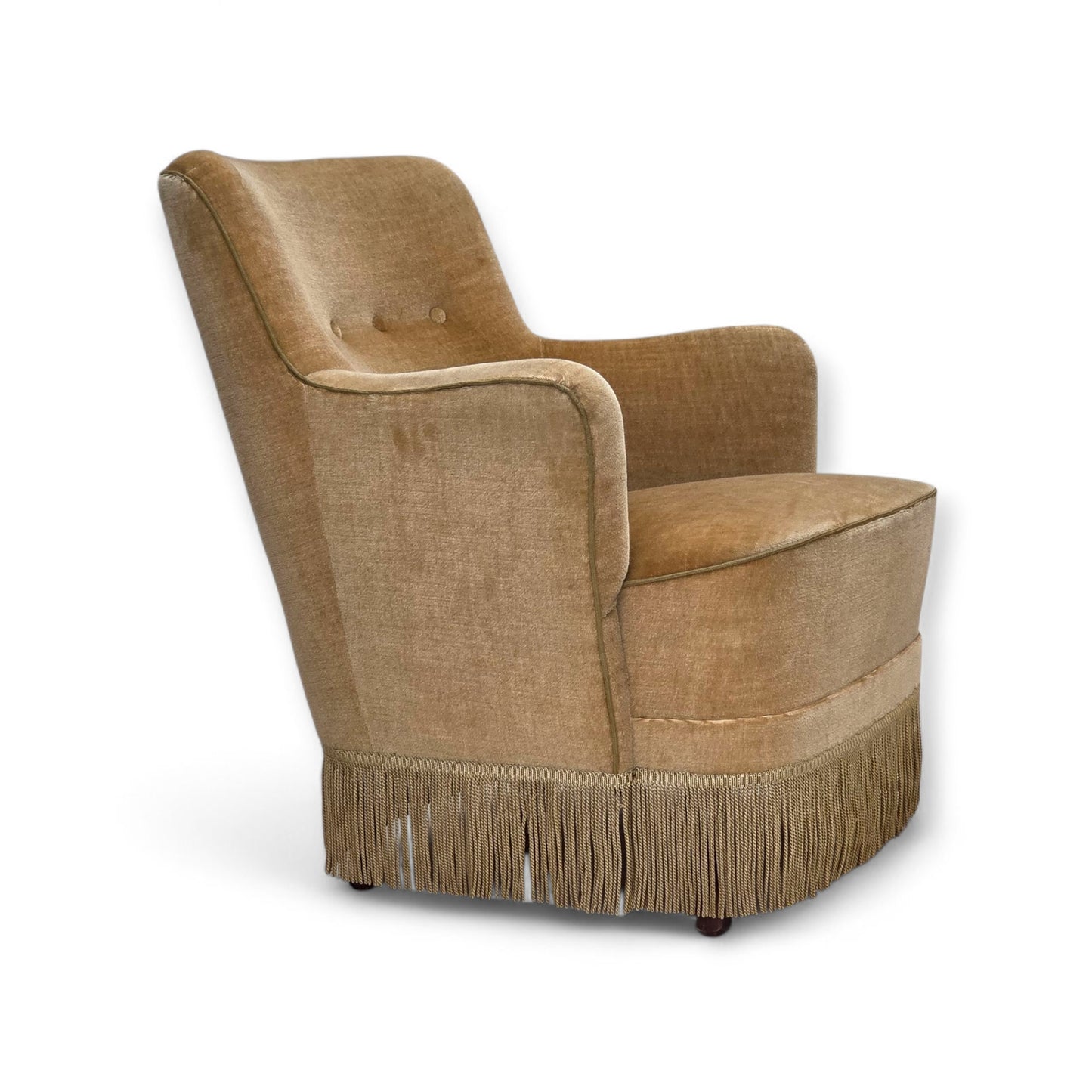 1970s, Danish armchair, light green furniture velour.