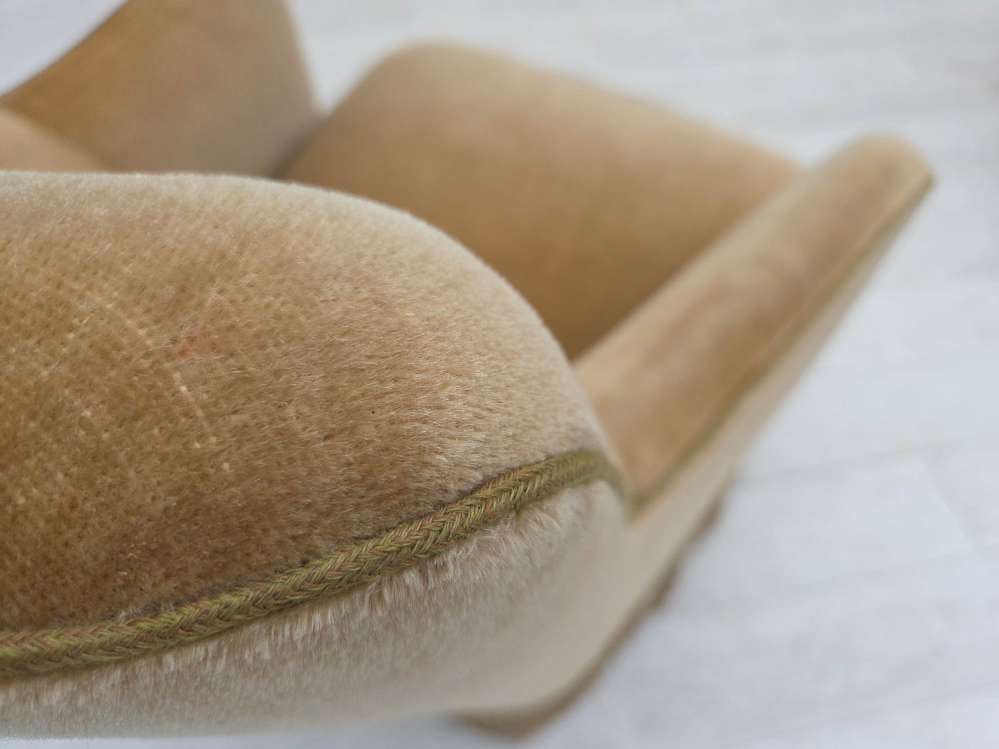 1970s, Danish armchair, light green furniture velour.