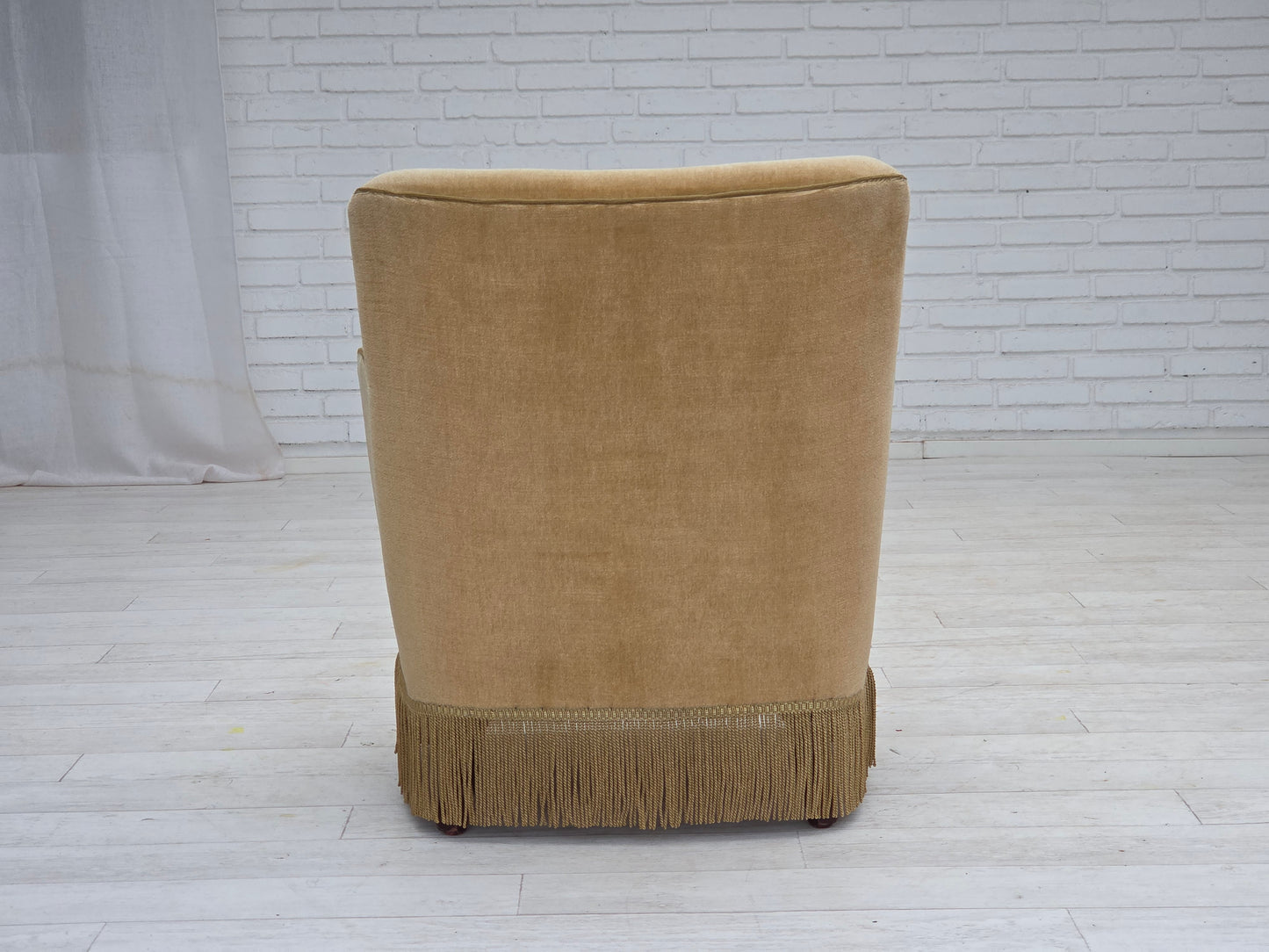 1970s, Danish armchair, light green furniture velour.