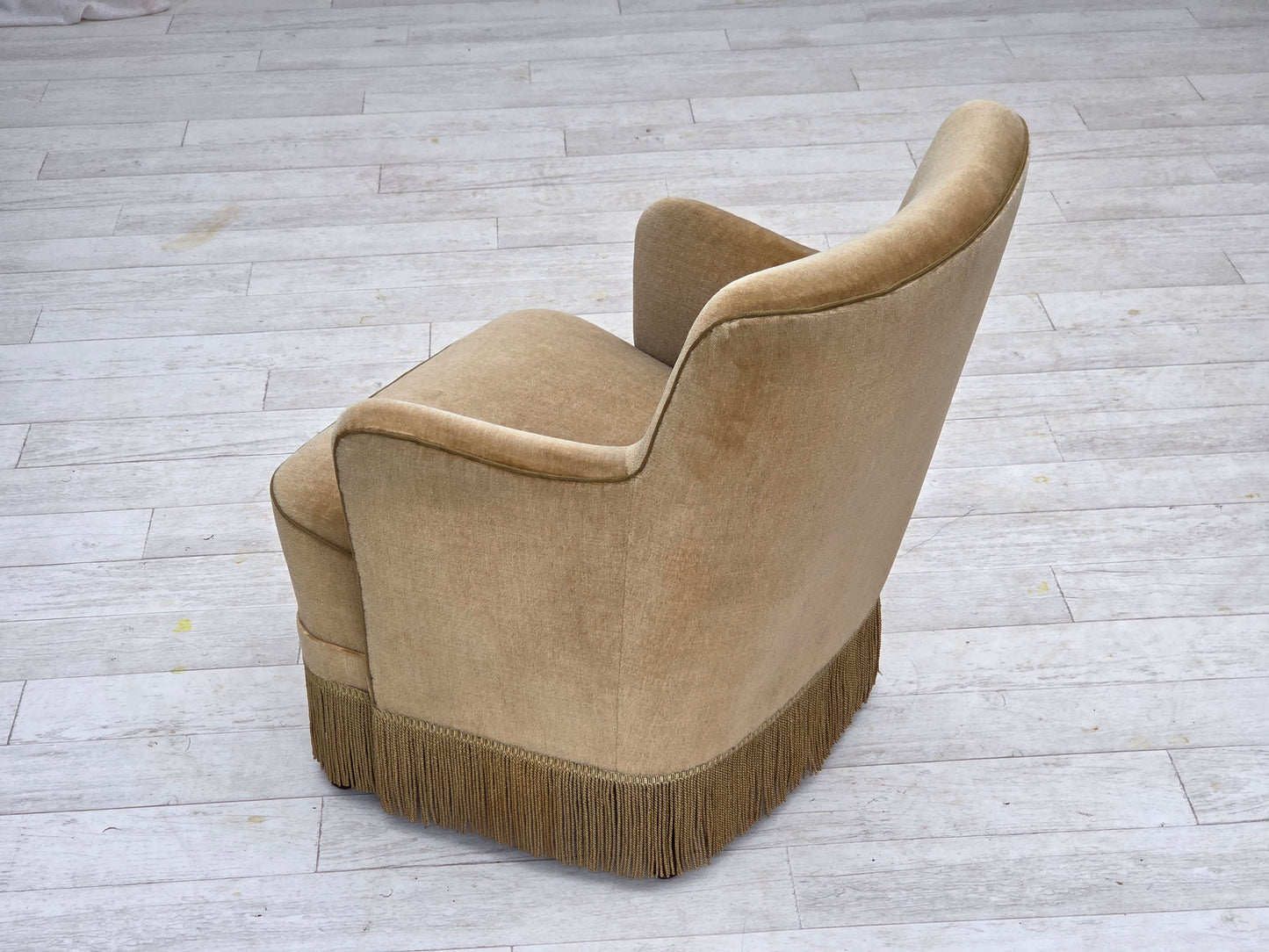 1970s, Danish armchair, light green furniture velour.