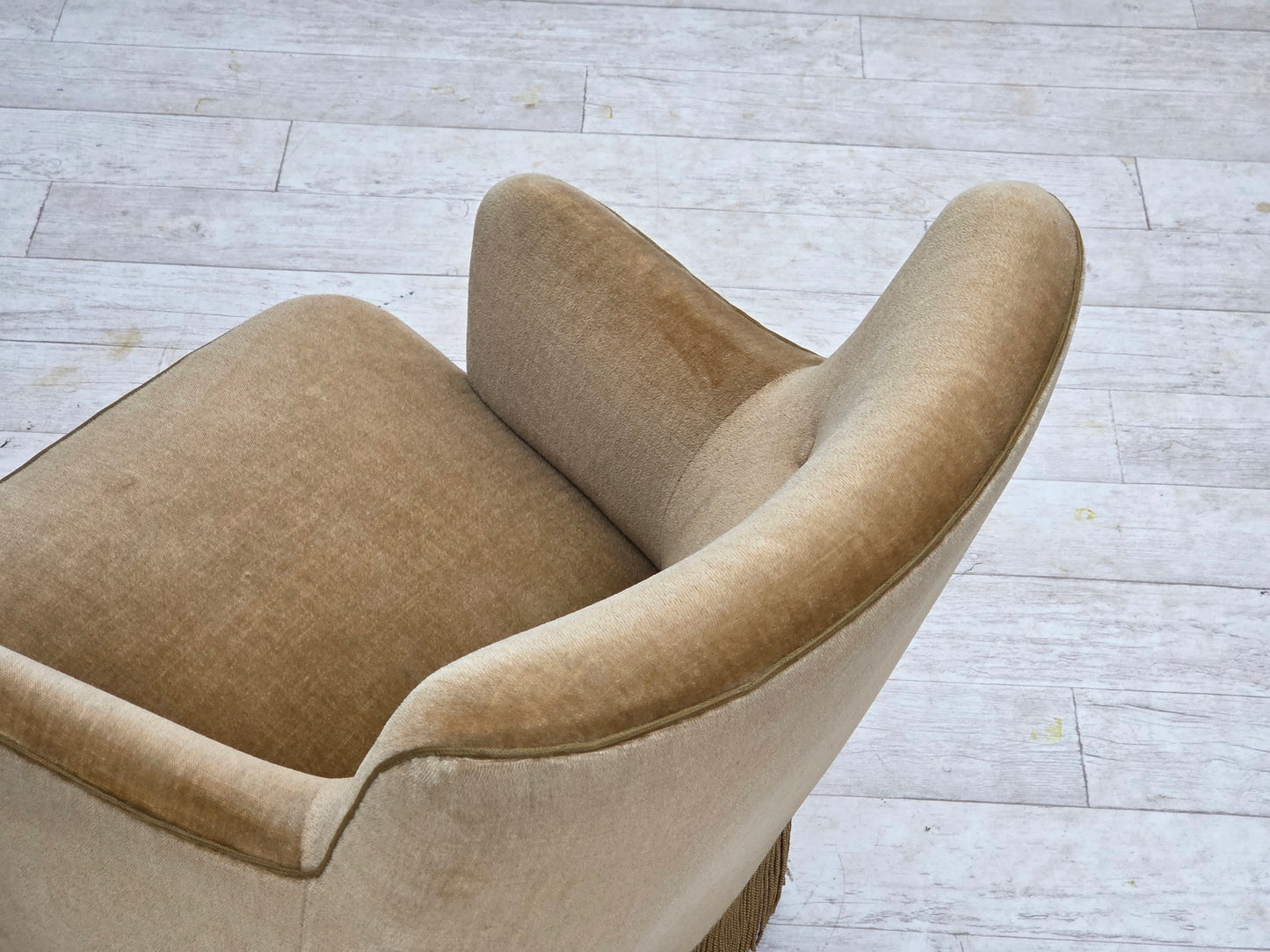 1970s, Danish armchair, light green furniture velour.