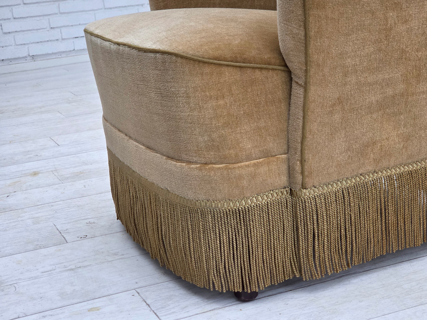 1970s, Danish armchair, light green furniture velour.